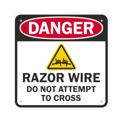 Barbed Razor Wire Sign Trespass No Trespassing