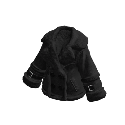 Winter Shearling Fur Collar Jacket (Black)