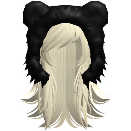 emo messy hair w bear hood pastel Roblox item