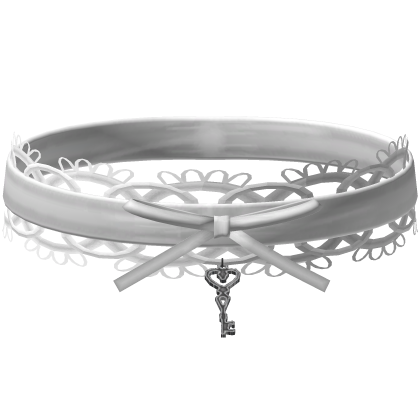 gothic lace heart key choker white Roblox item