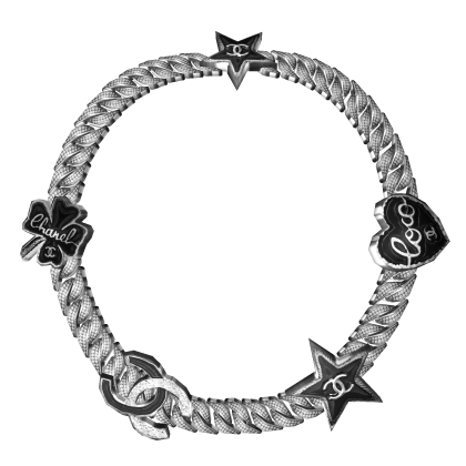 CC mixed charm cuban (white gold - black enamel)