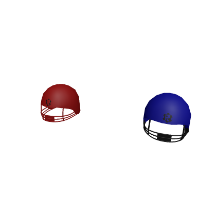 red and blue foot ball helmets