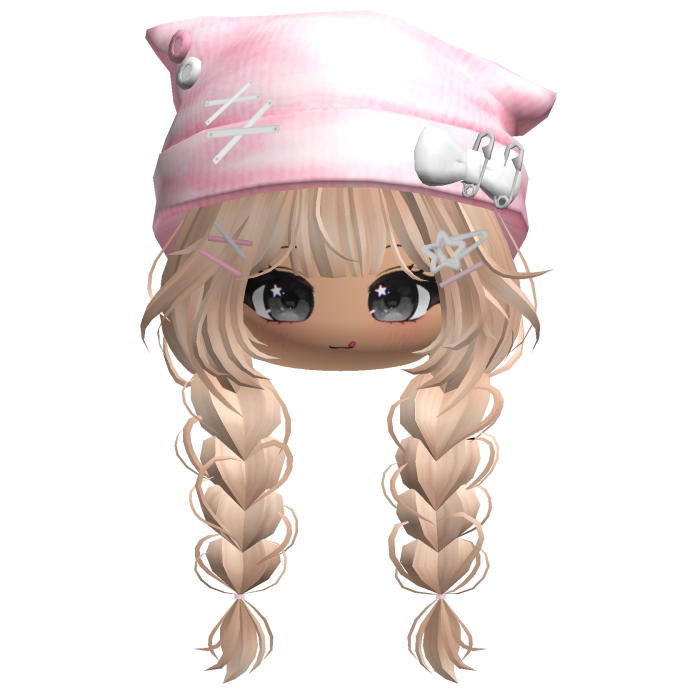 🍀Cute Girl Braided w/Cat Beanie(Blonde&Pink)