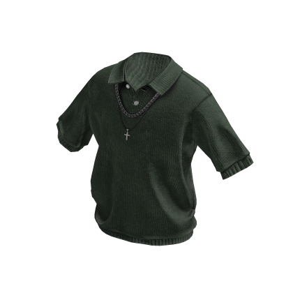 Buttoned Up Shirt W/ Chains (Green) thumbnail