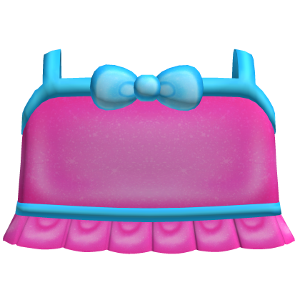 ♡ bright pink & blue tweencore bow ruffled top Roblox item