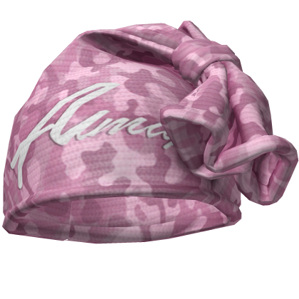 Pink Camouflage & White Knotted Wrap Cap Beanie