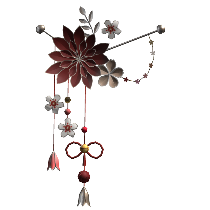 Red & Silver Lotus Japanese Flower Hairclip