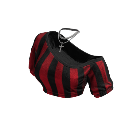 Cozy Off Shoulder StripedTopNecklace(DarkRedBlack)