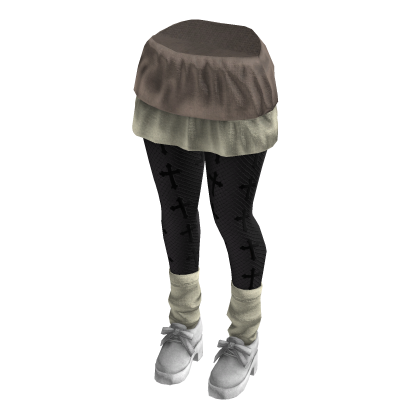  Emo Skirt Gothic Tights (Beige Cream)
