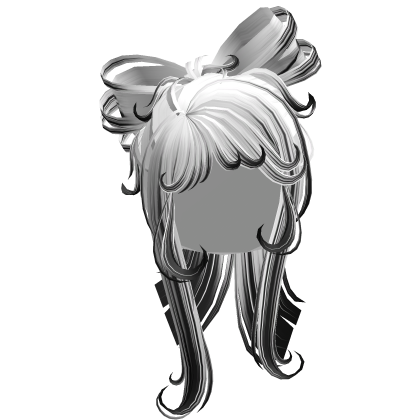 Long Cute Bow Shaped Ponytail Hair - White Black Roblox item
