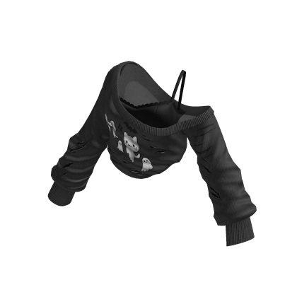 Ghost Halloween One-Shoulder Sweater
