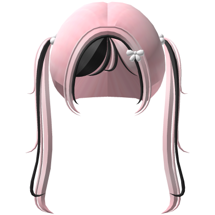 ♡︎ ꒰ kawaii bobble pigtails in pink & black ა Roblox item