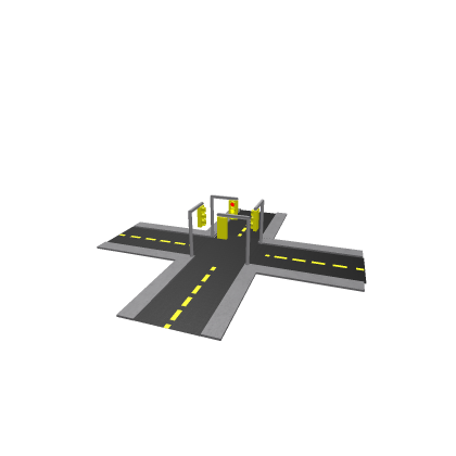 Tiny road 4 way intersection with traffic lights