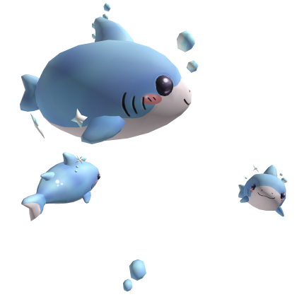 chibi shark aura in blue Roblox item