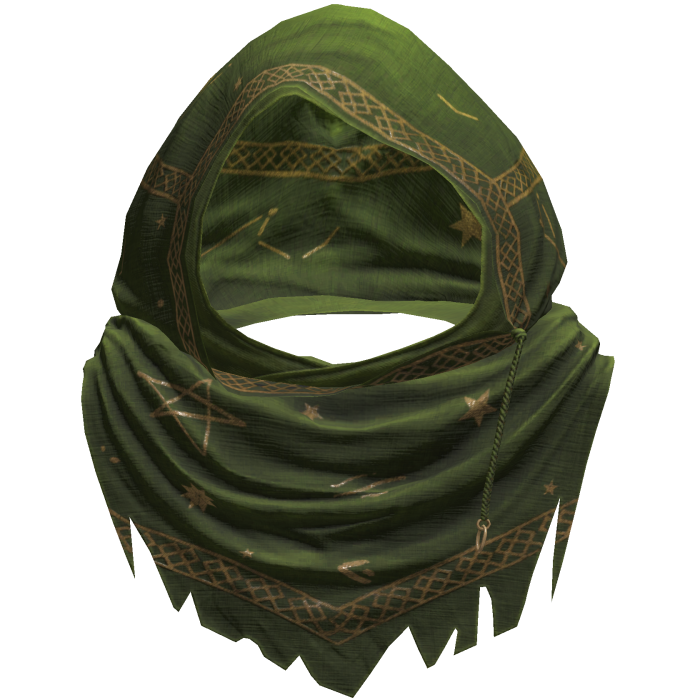 Green Sorcerer Distressed Rune Hood