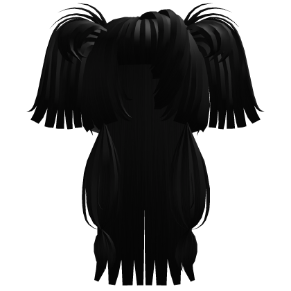 long emo hime pigtails with blunt bangs in black Roblox item