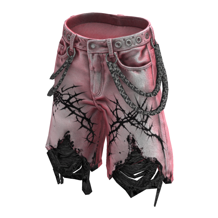 Pink Y2K Distressed Shorts w/ Chains