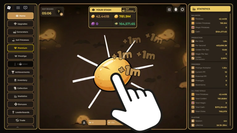 About Idle Potato Game, Roblox.com