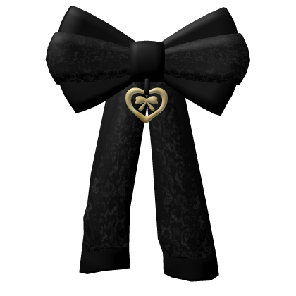 ღ black lace back hair bow Roblox item