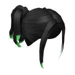 Half-up Pigtails in Black with Green Ombre