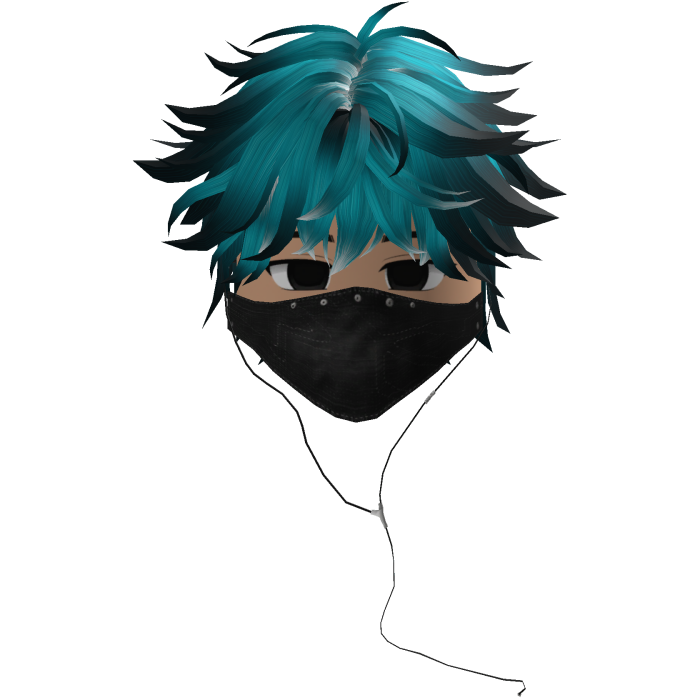Cute Emo Boy Headphones Mask black Y2K ( blue )