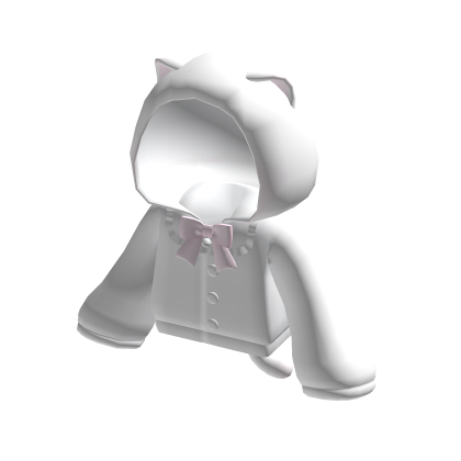 ୨୧: kawaii white cat hoodie with bow