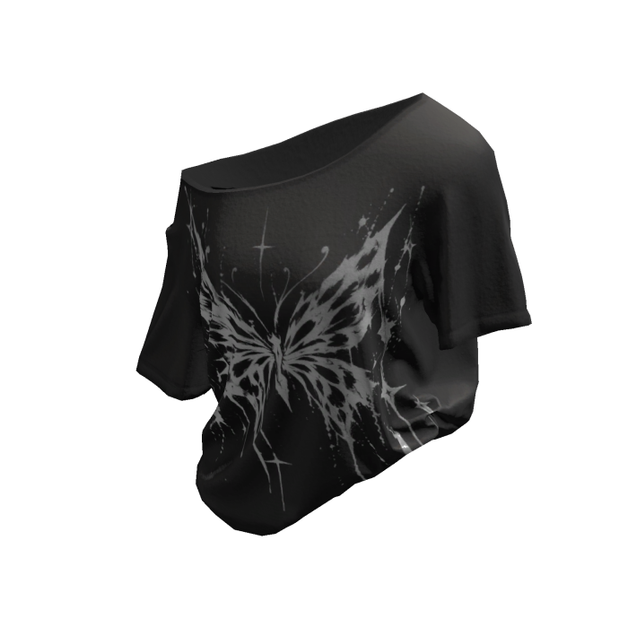 💙 Y2K Black Grunge Butterfly Tucked Shirt