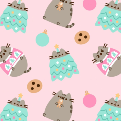 Pink & Aqua Christmas Cats Roblox decal