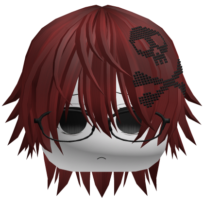 Emo Vkei Moe Boy Hair w Skull + Glasses Black