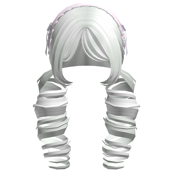 ꒰Cute White Curly Pigtails w/ Pink Headband