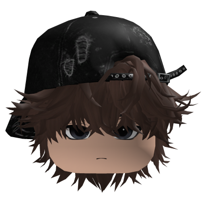 Brown Messy Emo Hair w/ Y2K Cap & Cute Boy Face Roblox item