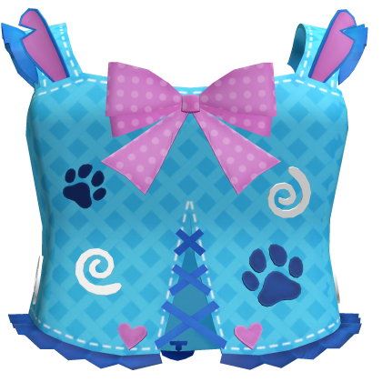 Cute Blue Monster Ruffled Stitched Top