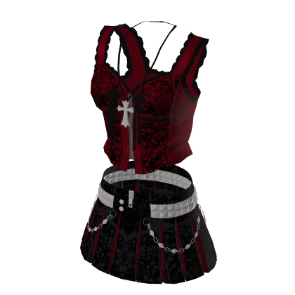 Gothic black and red skirt thumbnail