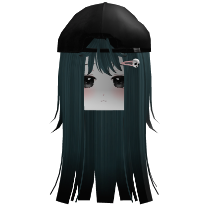 Dark Cyan Cute Hair With Cap