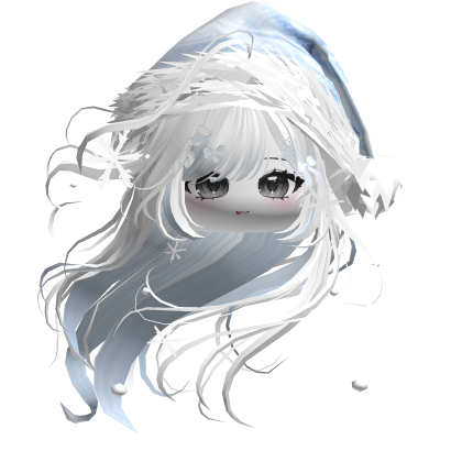 Windy Anime Hair w/Santa Hat (White)