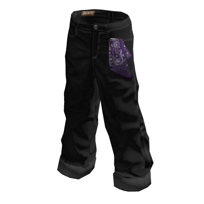 Dark Wash Baggy Denim w/ Purple Bandana Pocket