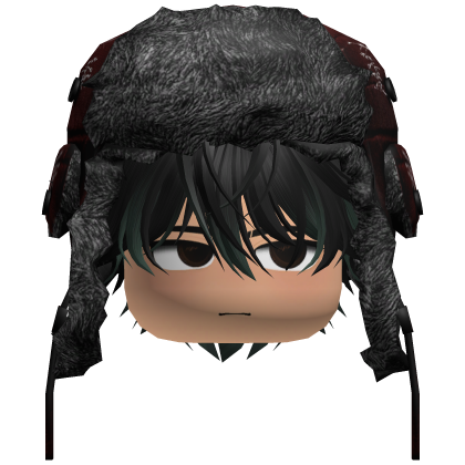 Messy Phantom Hair W/ Y2K Ushanka (Black n Green) Roblox item