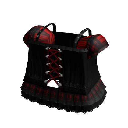 cute vkei emo spiked plaid dress in red