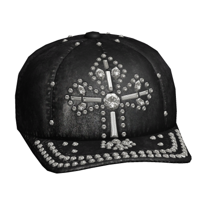 Diamond Studded Black Leather Y2K Cap Roblox item