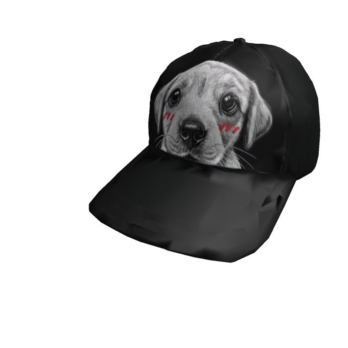 Cute Blushing Puppy Black Cap