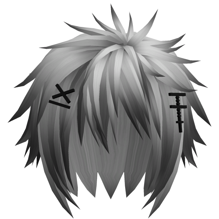 Silver Messy Emo Boy Hair w Cross Clips