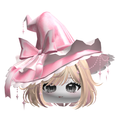 Cute Hair w/Halloween Witch Hat (Blonde&Pink) Roblox item