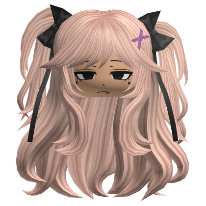 Blonde Wavy Cute Girl Twin Tails Black Bows
