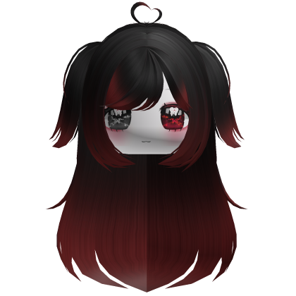 Halloween Moe Messy Goth Hair w Pigtails Black Red Roblox item