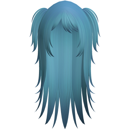 long emo wipsy hair with ponytails in light blue Roblox item