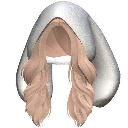 Flowy Soft Wavy Hair w White Bunny Hood in Blonde Roblox item