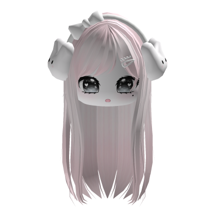 Pink Kawaii Vkei Moe Hair W/ White Bunny Headband