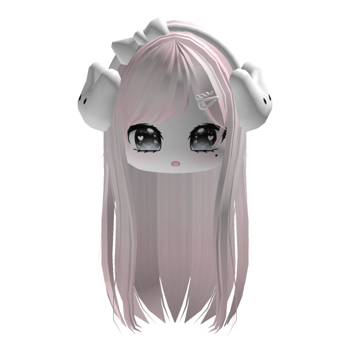 Pink Kawaii Vkei Moe Hair W/ White Bunny Headband