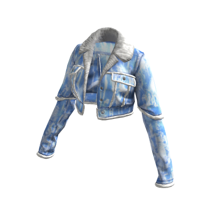 Blue Cropped Fur Leather Jacket