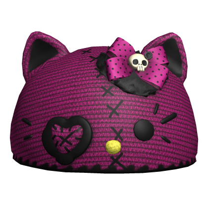 Hot Pink Cute Kitty Halloween Beanie Roblox item